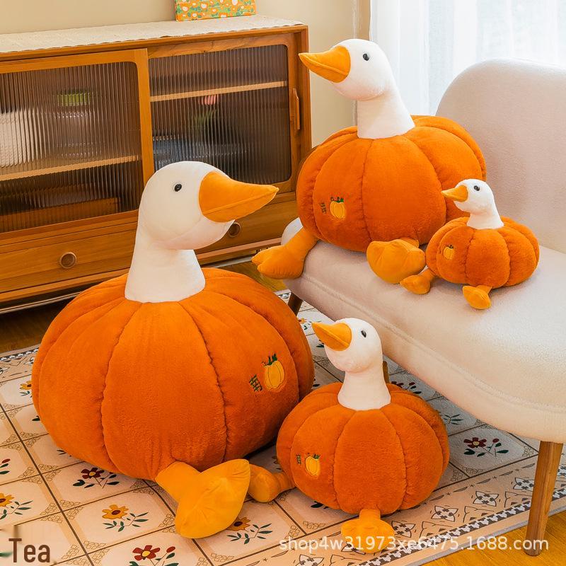 

Large Pumpkin Goose Plush Pillow - Cute and Funny White Goose Duck Toy 35 cm