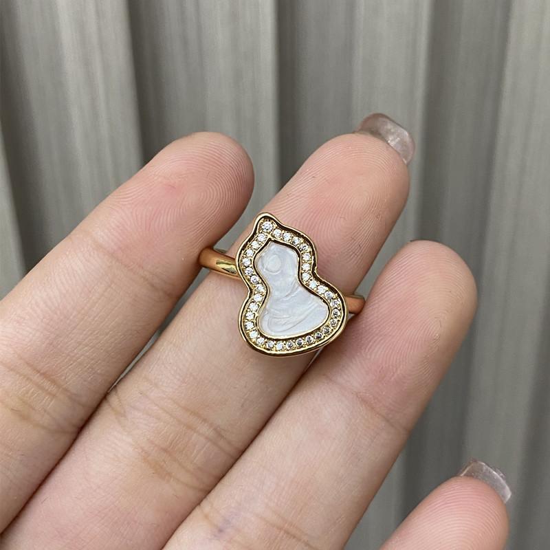 Seiko white full diamond gourd ring wind delicate index finger ring