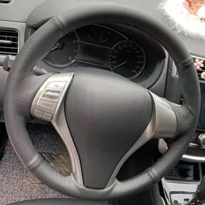 Hand-stitched Black Microfiber Leather Car Steering Wheel Cover For Nissan Teana Altima X-Trail Qashqai 2014 2015 -2017