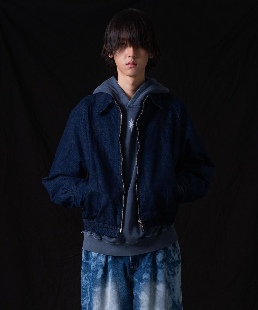 Iugamakaras Needlework Denim Raglan Jacket (Deep Blue)