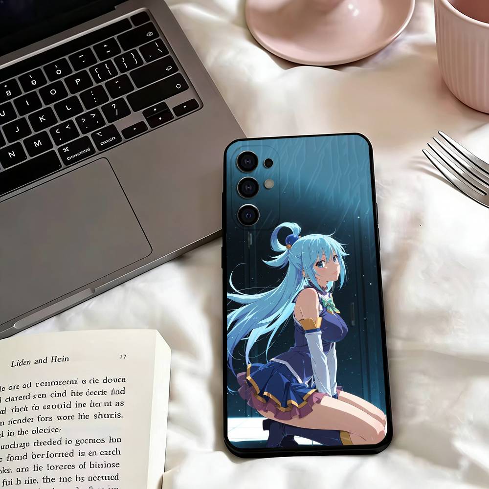 A-Aqua Anime KonoSubaS-S Phone Case For Samsung S25,S24,S21,S22,S23,S30,Ultra,S20,Plus,Fe,Soft Silicone Black Cover