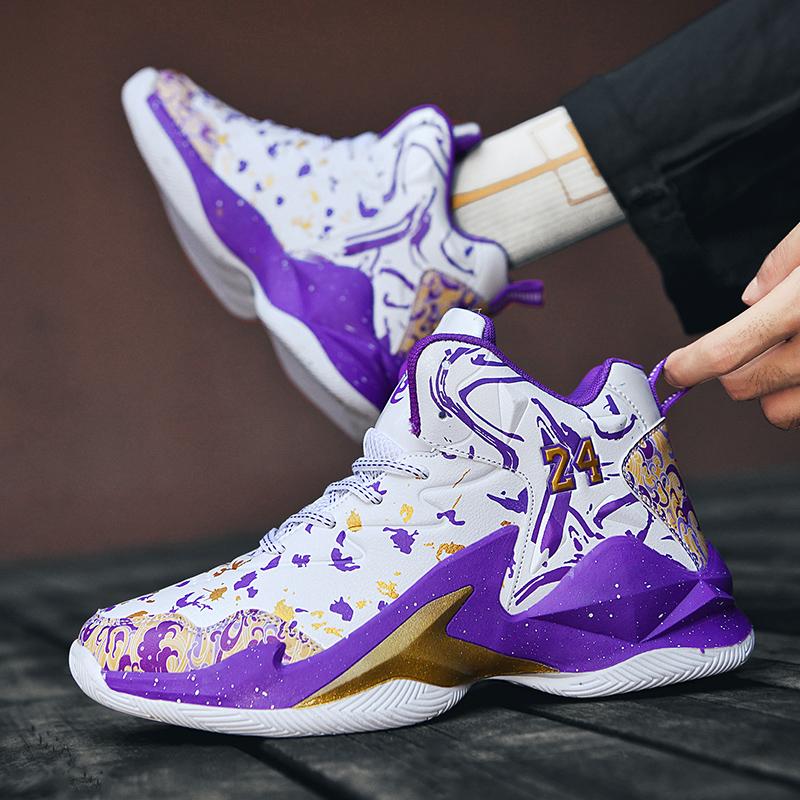 Men's Basketball Shoes Breathable Cushioning Non-Slip Wearable Runing Shoes Gym Training Athletic Basketball Sneakers for Women