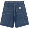 Carhartt WIP Logo Solid Mid-Rise Zipper Loose Denim Shorts Men Shorts Blue I034867-01-06