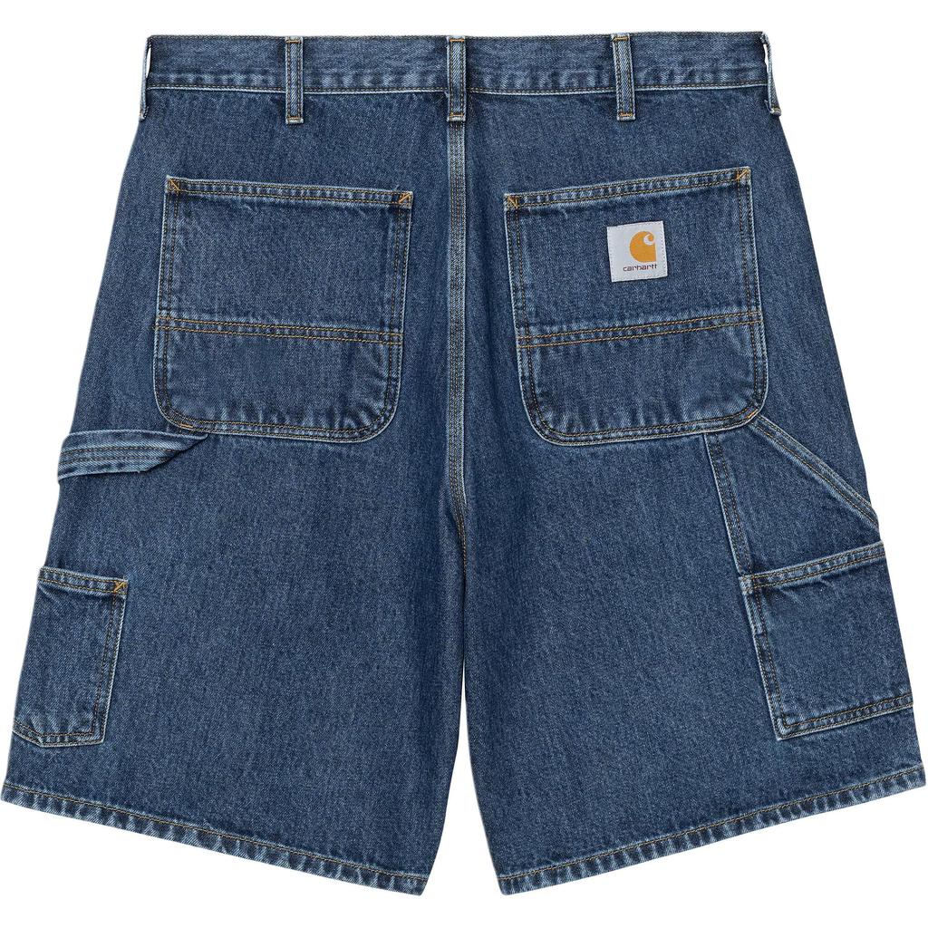 Carhartt WIP Logo Solid Mid-Rise Zipper Loose Denim Shorts Men Shorts Blue I034867-01-06