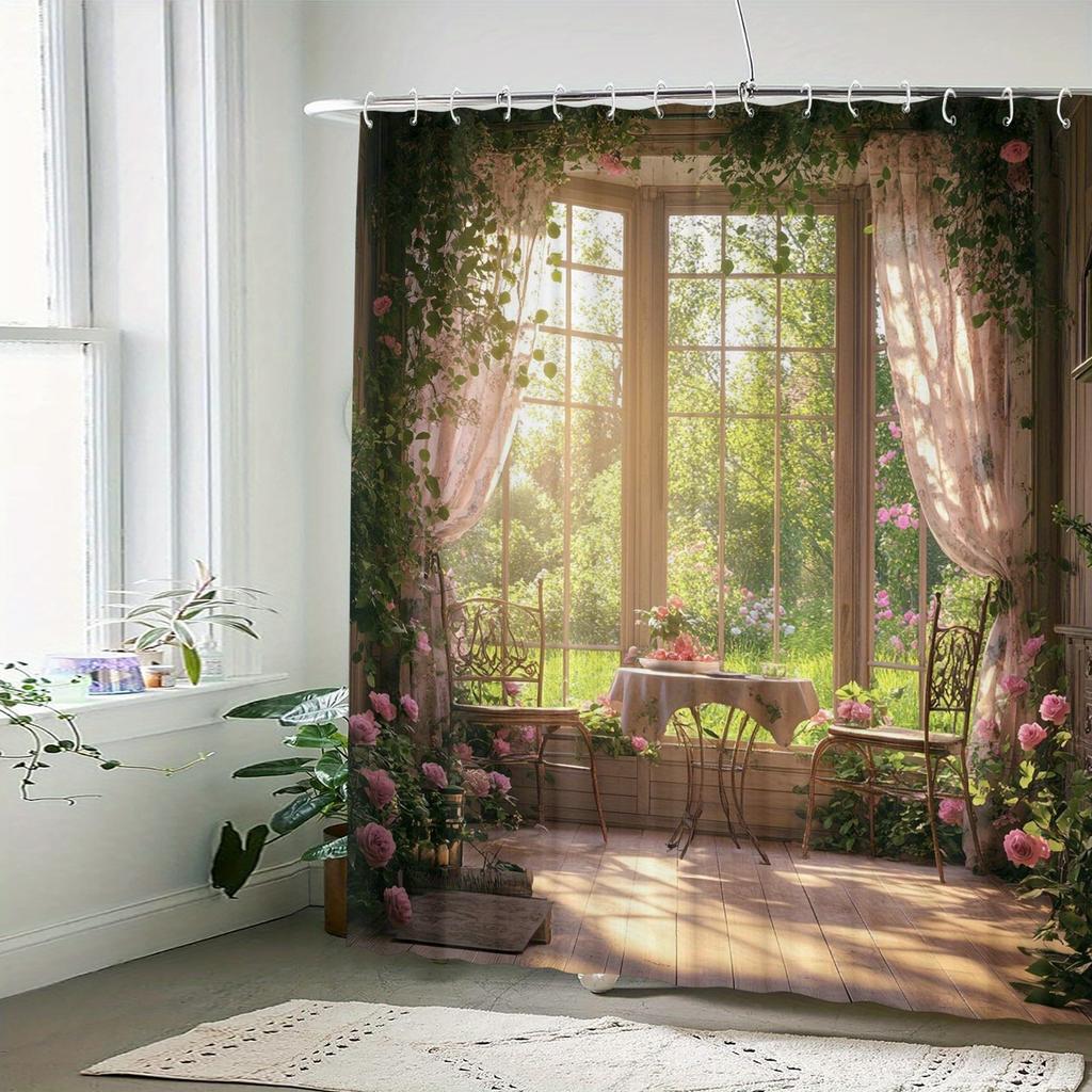 Waldfenster Duschvorhang - Mehrstil Baddekoration, Perfekt für Liebhaber von Natur-inspirierten und praktischen Designs