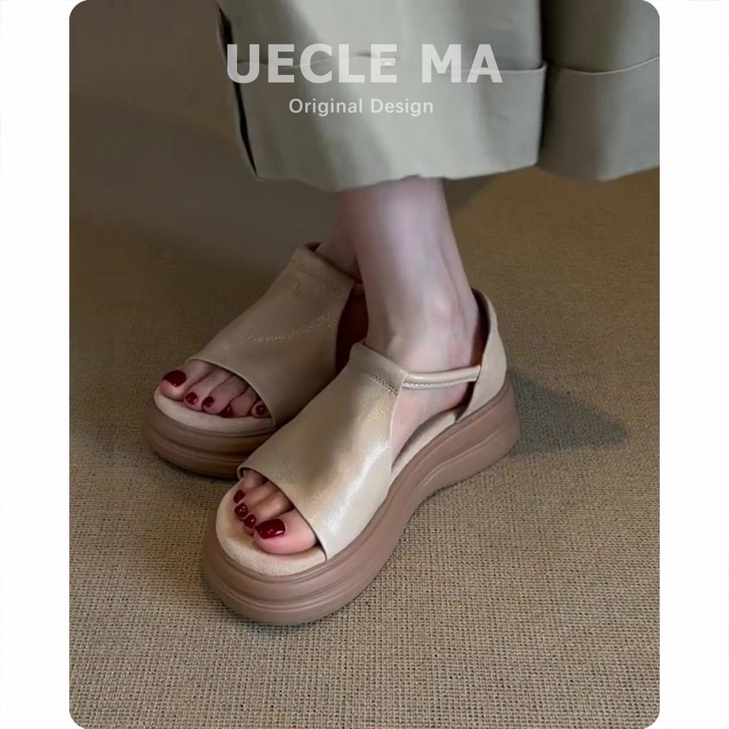 Super Soft Lambskin~ Retro Casual Heightening Platform Sandals Women's Summer Skirt Beautiful Versatile Soft-soled Roman Shoes