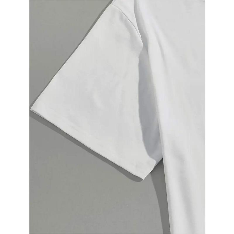 T-shirt con Stampa Grafica, Manica Corta Girocollo Top Casual per Estate e Primavera, Abbigliamento Donna
