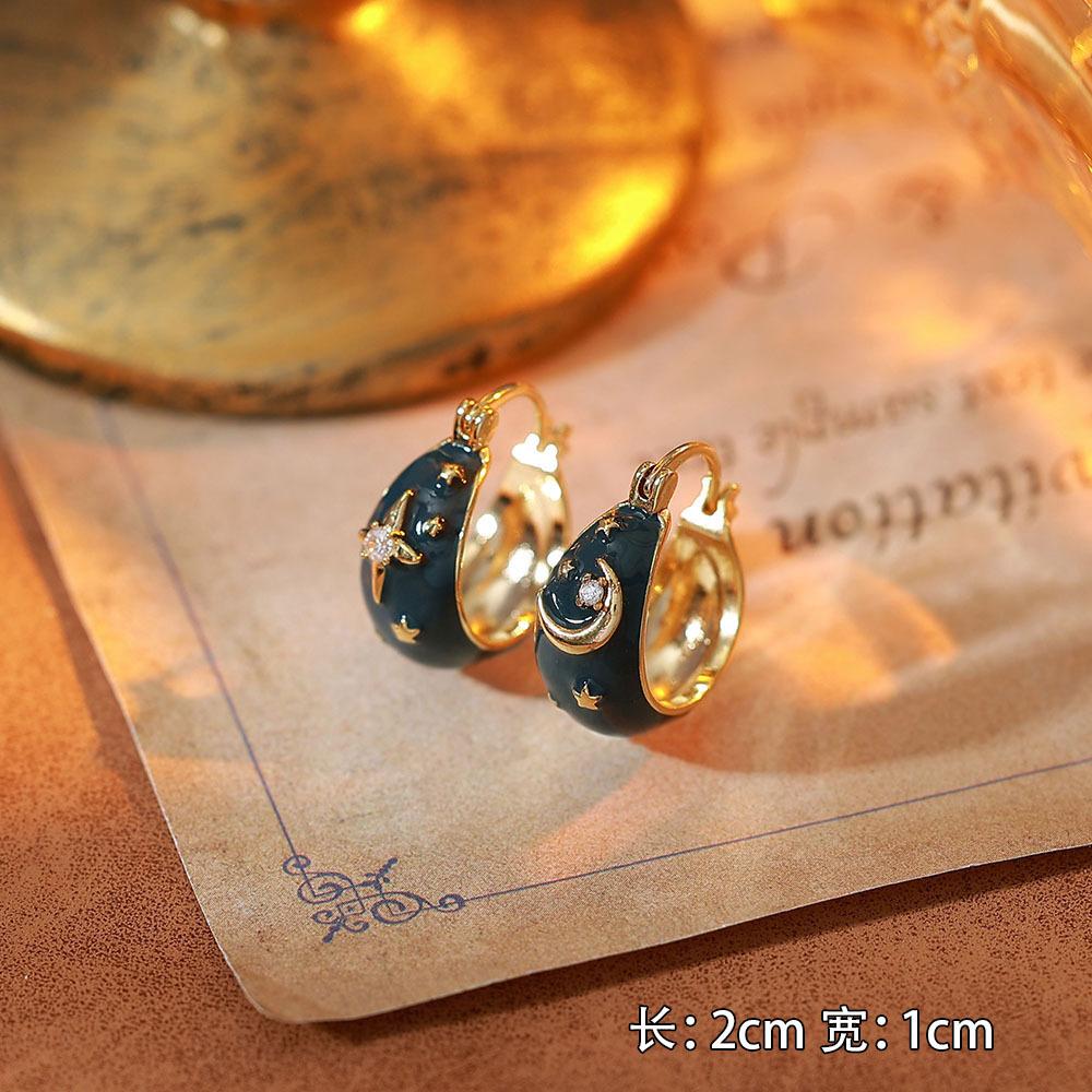 Ainibenni Original Design Enamel Painted Earrings for Women, Monet Garden Oil Painting Style Stud Earrings