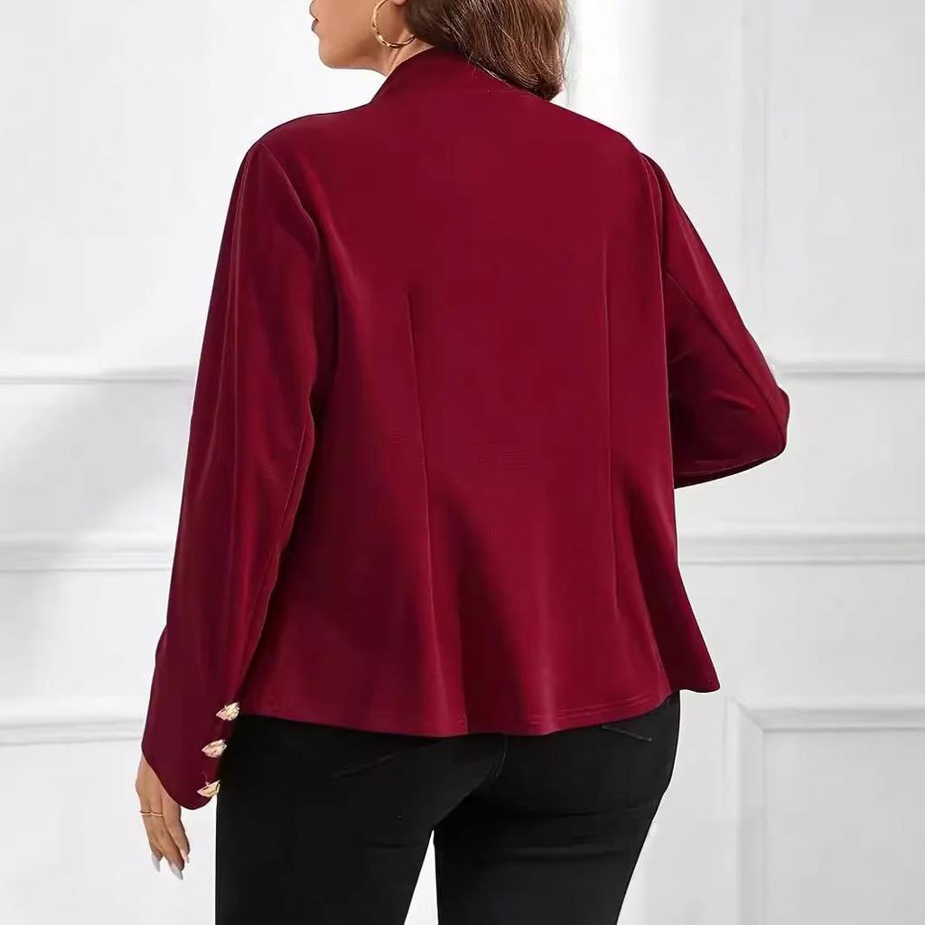 Women's Temperament Jacket Tops Plus Size Button Zip Jacket