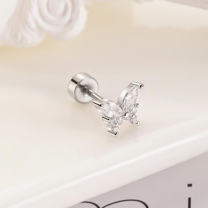 2026 Trendy Butterfly Cubic Zirconia Titanium Tragus Earring for Women