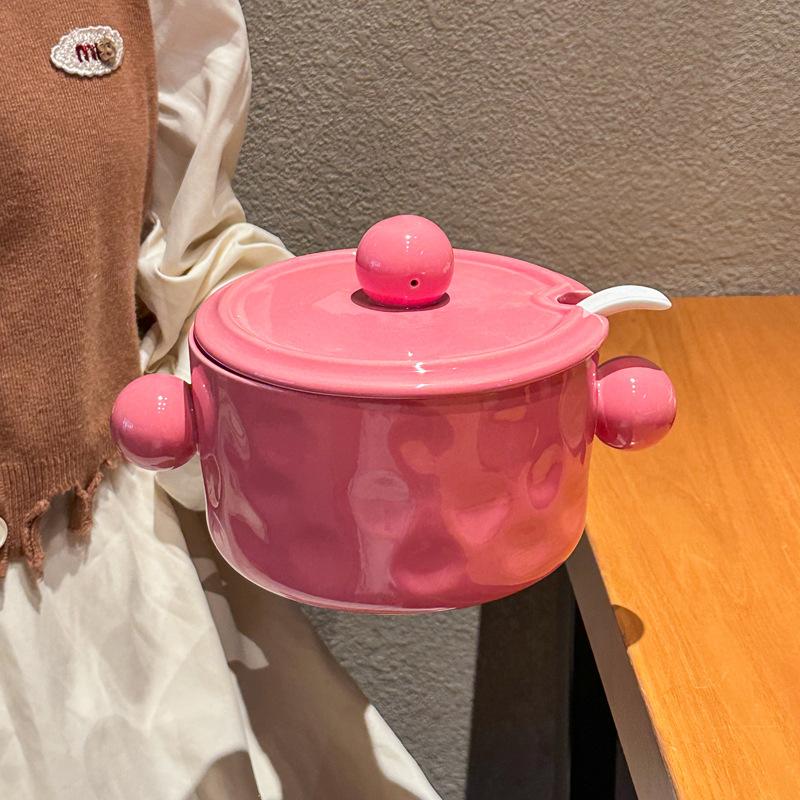 Amphore Suppenschüssel hoher Wert Keramik Instant-Nudelschüssel mit Deckel 2025 neu groß süß Wohnheim Student Schneckennudelschüssel