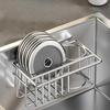 Wall-Mounted Stainless Steel Sponge Rack Multi-Functional Draining Storage Shelf Kitchen Organizer No-Installation Required