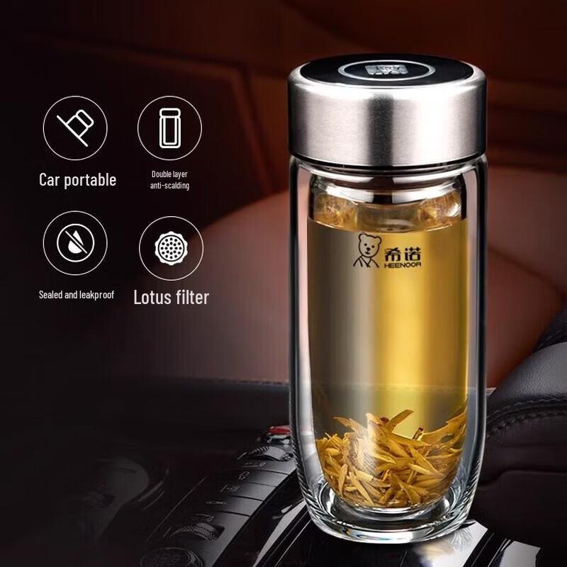 Heenoor Double Wall Glass Tumbler with Tea Infuser