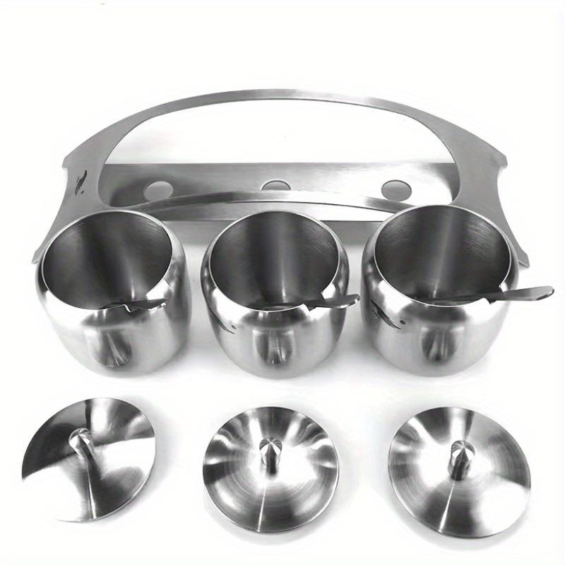 304 Stainless Steel Sugar Bowl with Clear Lid Sugar Storage Organizers with 3 Serving Spoons and Non-slip Base