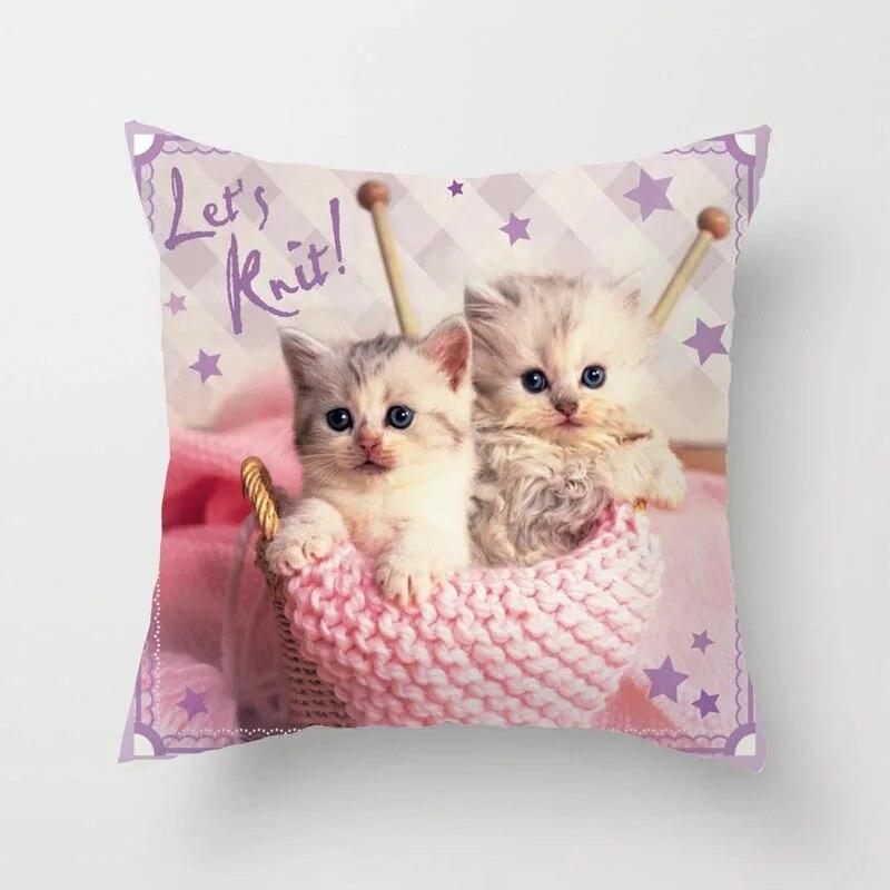 Cute Cat Sofa Pillowcase Cushion Cover     Bed Home Living Room Car Office