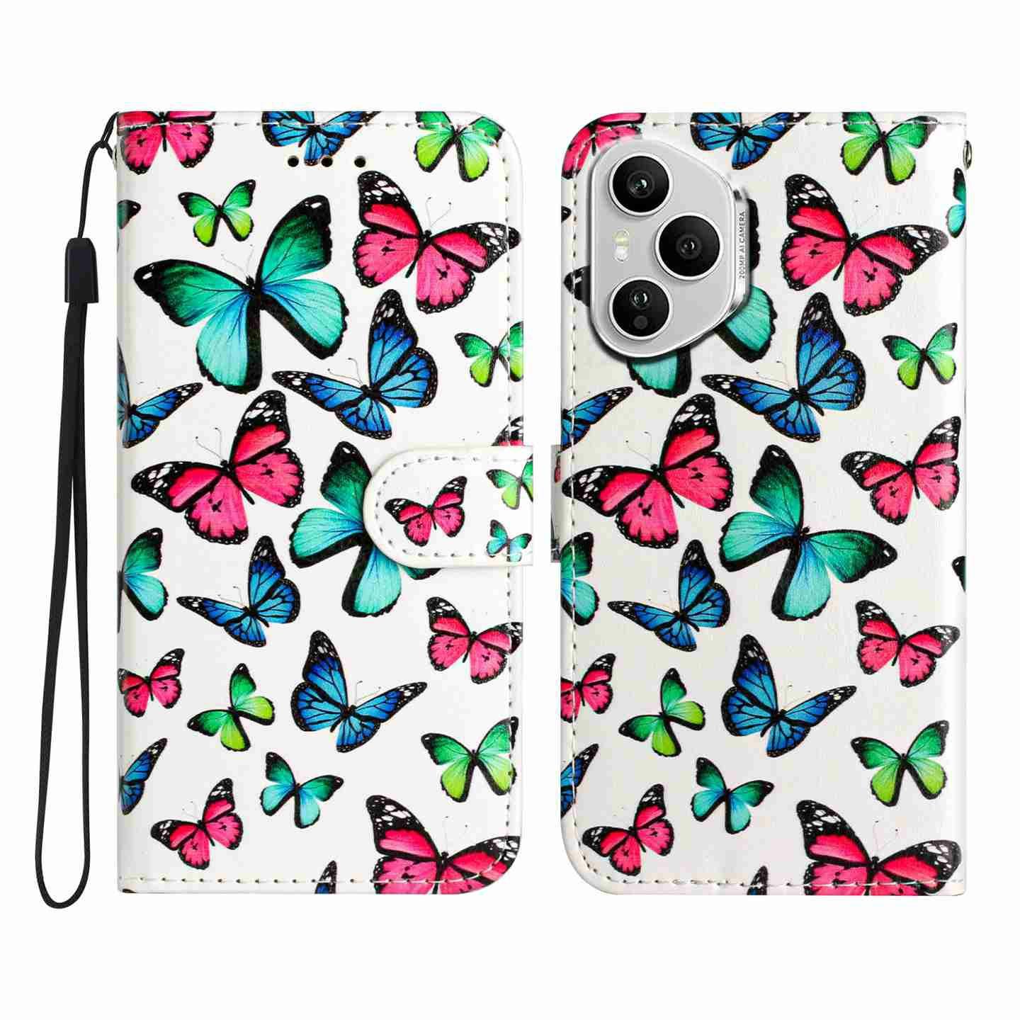 

Для Honor 400 Pro 5G (Глобальный) Чехол-кошелек с принтом, кожаный чехол для телефона Butterflies