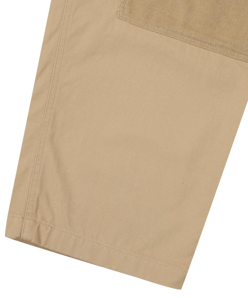Syupeodeulai Corduroy Mix Straight Carpenter Pants Beige