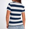 Women's Fashion Color Matching Short Sleeve Round Neck Zipper Top