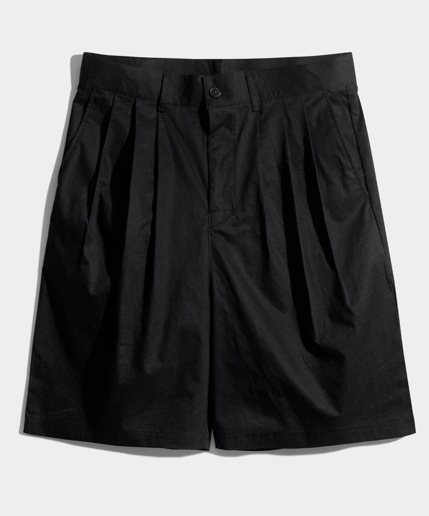 PERSTEP Dane Three-Tuck White Cotton Half Pants Black Hysp4556
