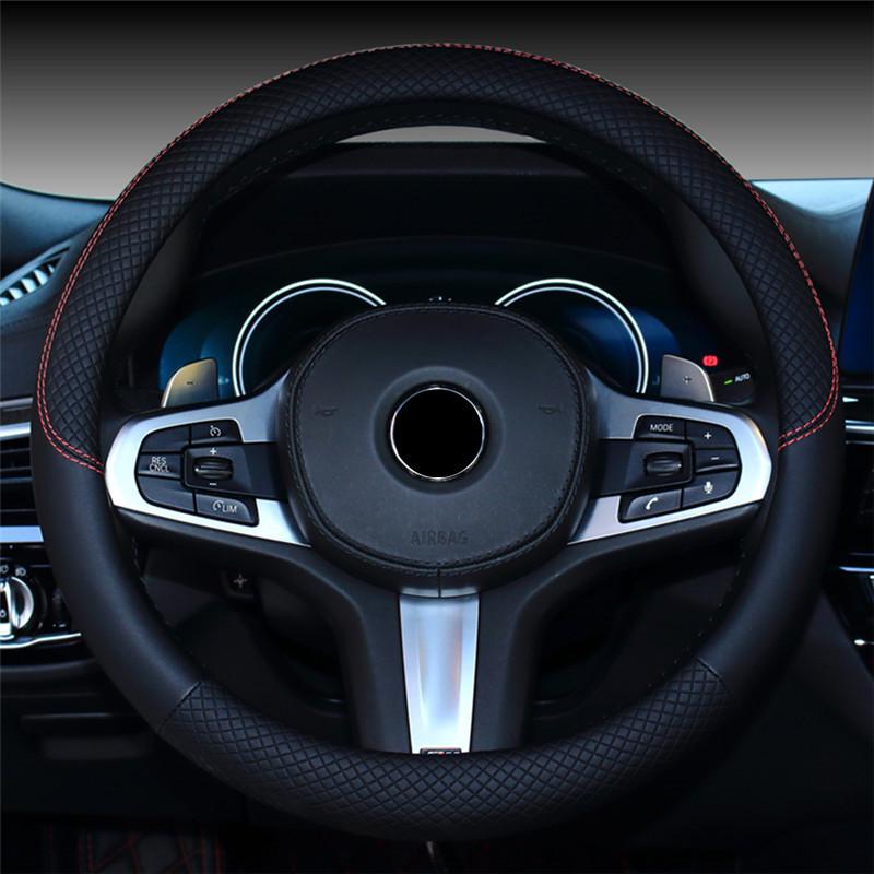 Universal Non-Slip Leather Car Steering Wheel Cover - All-Season Protection & Decoration 38 cm