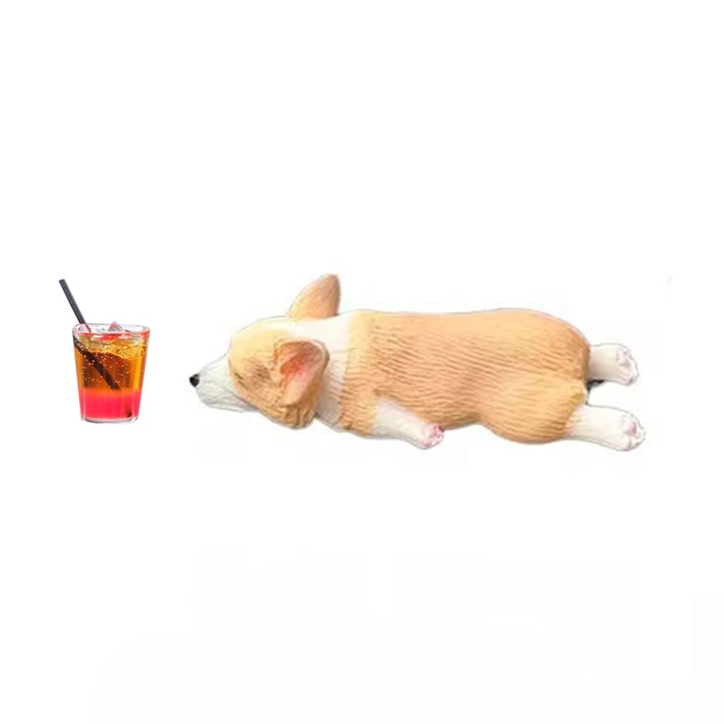 Cute Car Accessory With Mini Resin Corgi And Drink Sleeping Corgi Car Dashboard Decoration Funny Dog Rearview Mirror Decor