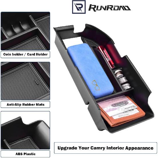 RUNROAD Center Console Organizer Compatible With Toyota Camry XLE XSE 2018-2024 And Camry LE SE    2024 Accessories, Armrest Ert Tray Secondary