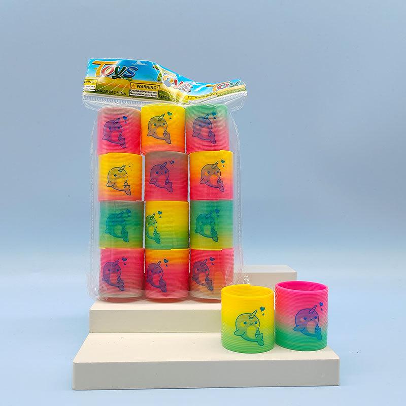 Colorful Children's Mini Smiley Rainbow Elastic Rings - Fun Spring Toys