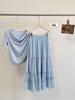 2026 Spring/Summer A-Line Wood Ear Lace Trimmed Mid-Length Skirt with Flowy Layered Hem