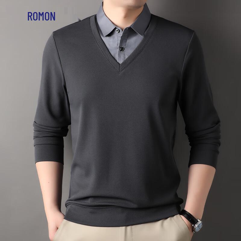 Men s Faux Layered Business Casual T-Shirt 2XL