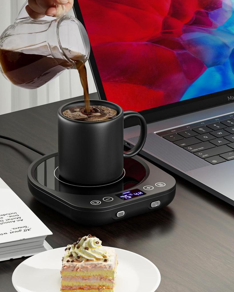 Coffee Mug Warmer, Mug Warmer for Desk, Smart Cup Warmer with Gravity Sensor, 9 Temperature Settings, 1-9H Timing, 4H Auto Shut Off