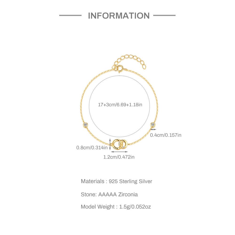 Wind Commuting Simple Wear S925 Sterling Silver Double Ring Luck Simple Bracelet Bracelet Bracelet