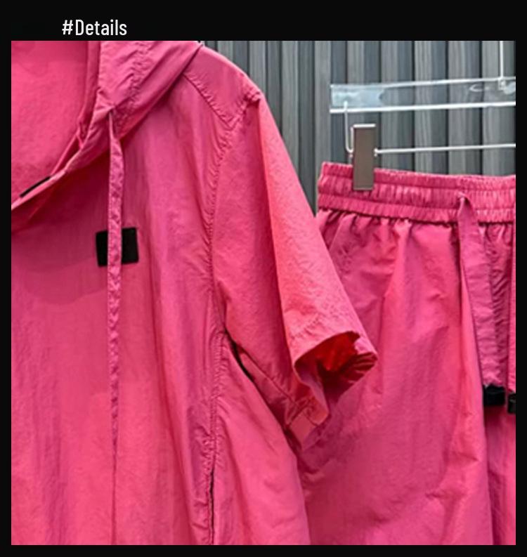 Men's Summer Casual Solid Color Two-Piece Sportswear Set - Hooded Pullover & Shorts