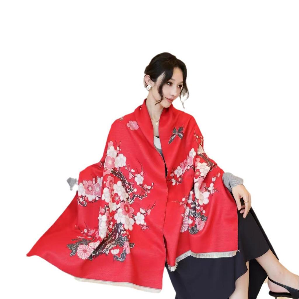 Sailing Oil Painting Scarf: High-End Versatile Women's Warm Shawl - Autumn/Winter 2024