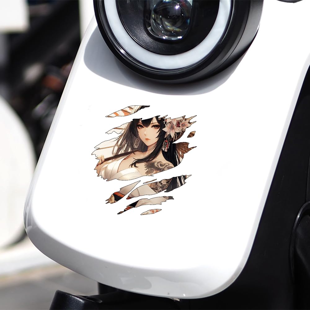 PYRMXQ 13cm Kreative Japanische Geisha Tränen Graffiti Autoaufkleber Vinyl Fenster Laptop Motorrad Stoßstange Wohnmobil Aufkleber (ZU)