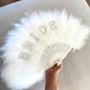 Feathered Folding Fan Feathered Hand Fan Dance Fan Bridesmaid Fan Foldable Hand Fan for Women Wedding Party Photography