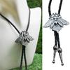 Metal Skull Moths Leather Rope Bolo Tie Shirt Collar Necktie Jewelry Necklace