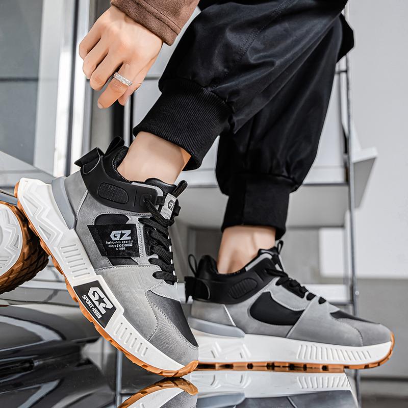 Autumn New Sports and Leisure Thick Soled Shoes Running Sports Shoe Anti Slip Thick Soled Invisible Height Increasing Men's Shoe