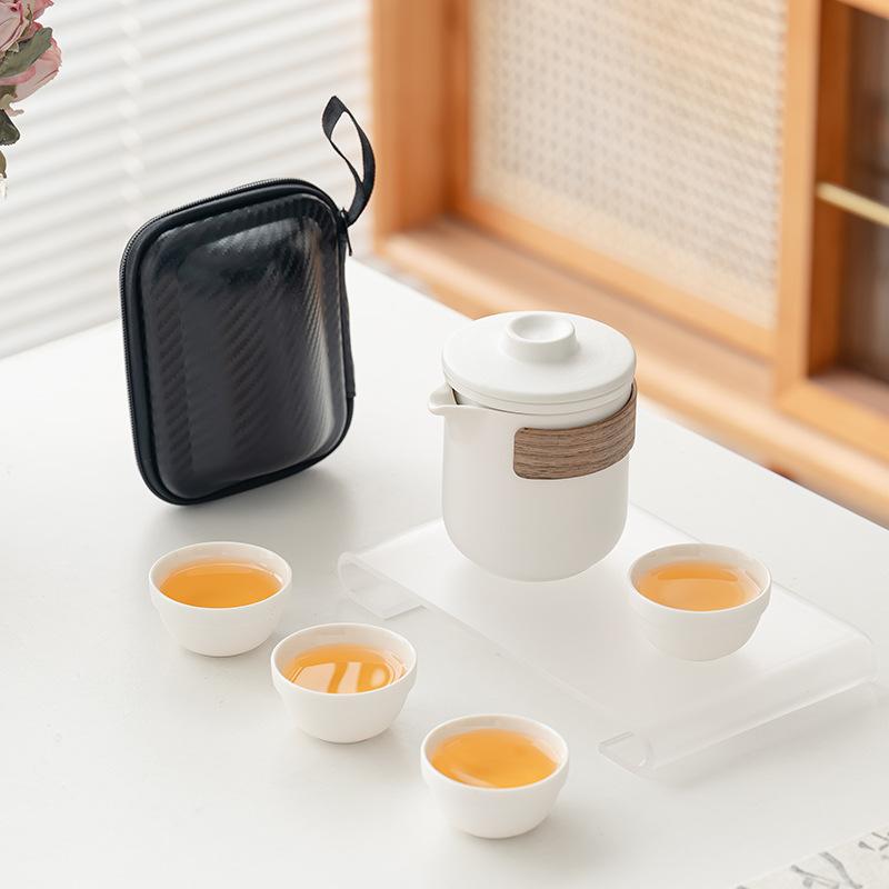 Company gifts Coarse pottery Yanhe a pot of four cups Portable Kung Fu tea set Outdoor camping set Car teapot