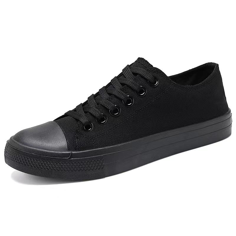 Classic Low-Top Evergreen Canvas Shoes - Vulcanized Rubber Sole, Men's Shallow Mouth Design