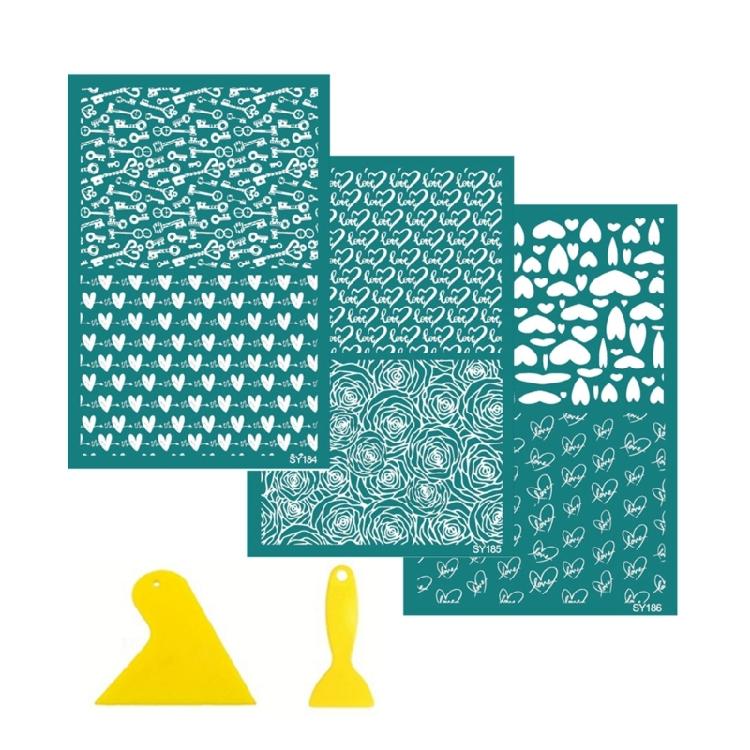 Valentines Day Silk Screen Stencils Reusable Earrings Screen Printing Stencils Lovely Heart Mesh Transfers Stencils