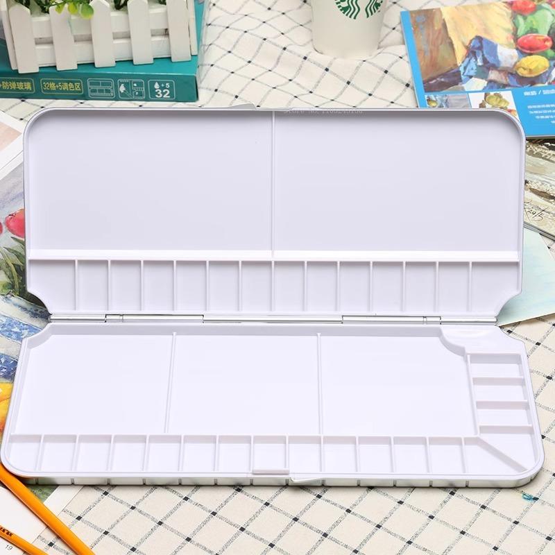 32 Felder 5 Bereiche Kunstpalette Box Aquarell Feuchtigkeitsspendend Tragbar Versiegelte Farbbox Schüler Outdoor Skizzenpalette Kunstwerkzeuge