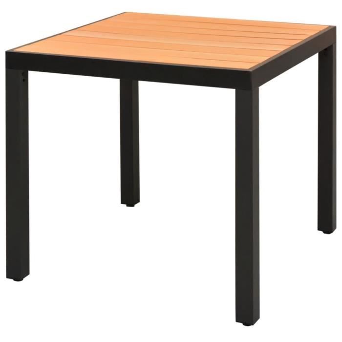 VidaXL Garden Table Brown 80 X 80 X 74 Cm Aluminium and WPC