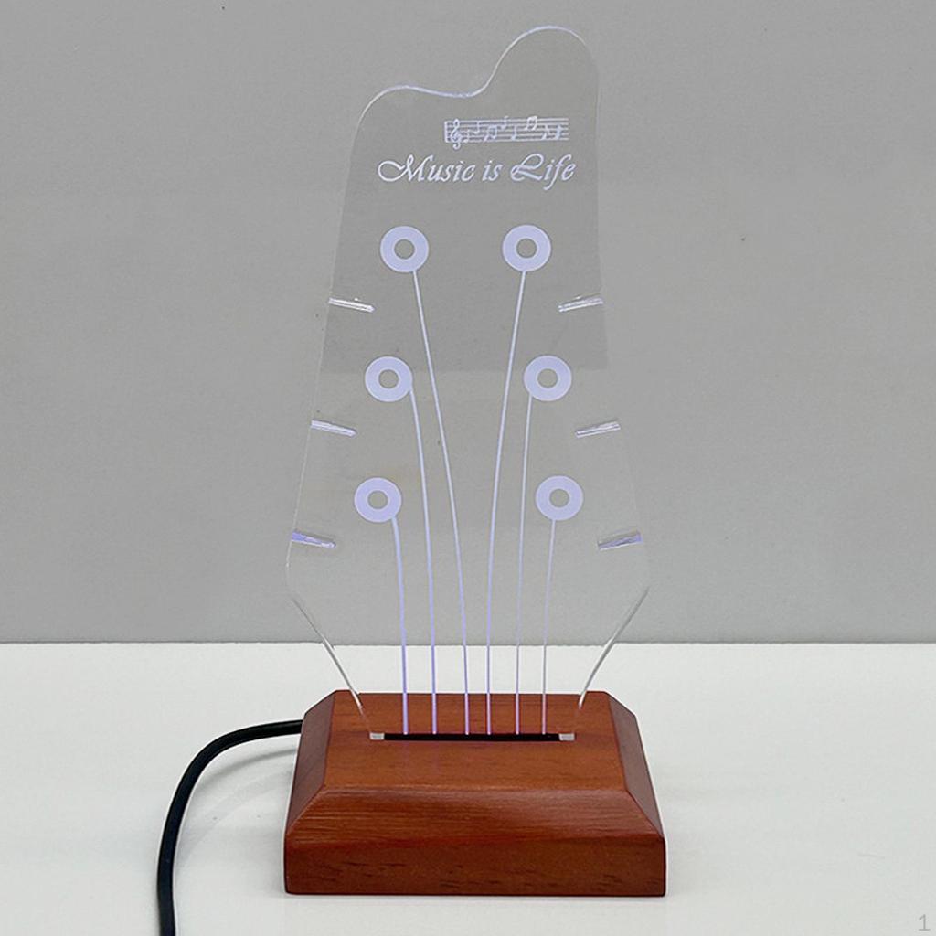 Electric Guitar Pick Holder Acrylic Display Wood Base for Players