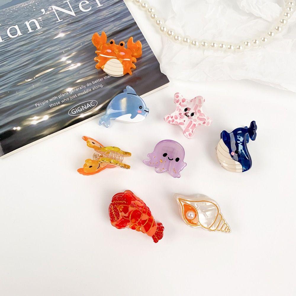 Cartoon Small Hair Claw Clip Whale Barrette Headdress Ocean Series Hairpin  Girls