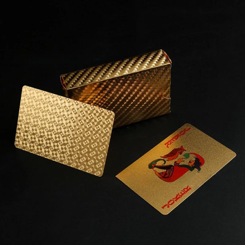 Non-Toxic 24K Gold Waterproof Playing Cards Plastic Poker Game Pet Table Games Halloween Christmas Family Game Nights Board Game Gift