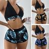 Womens Halter Neck Padded Bra Bikini Set Boy Shorts Swimsuit Beachwear Swimwear