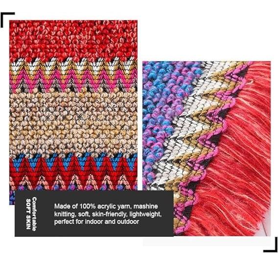 Shawl Wraps for Women Boho Knit Poncho Ladies Rainbow Casual Loose Striped Fringe Blanket Scarf