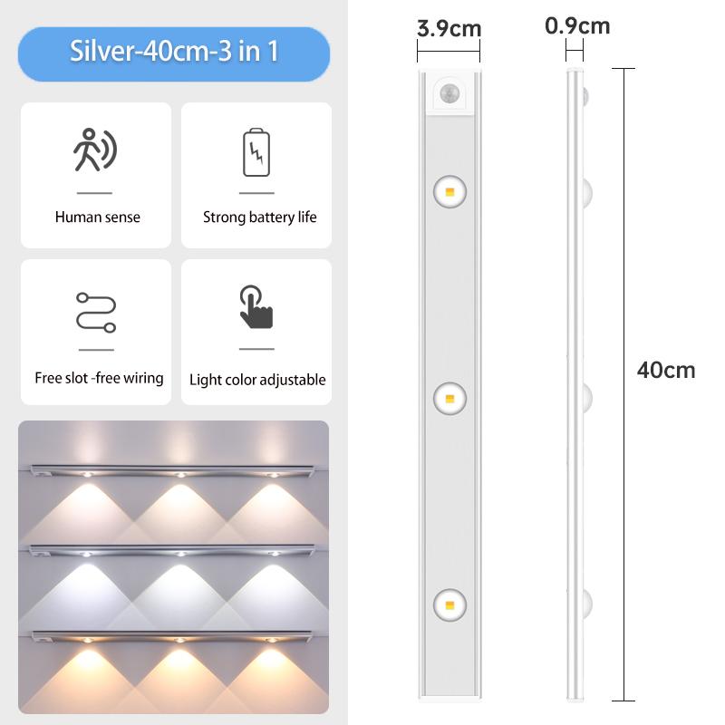 Aluminum Motion Sensor Light USB Wireless Night Light  Wine cooler Light For Kitchen Cabinet Bedroom Wardrobe Indoor Lighting