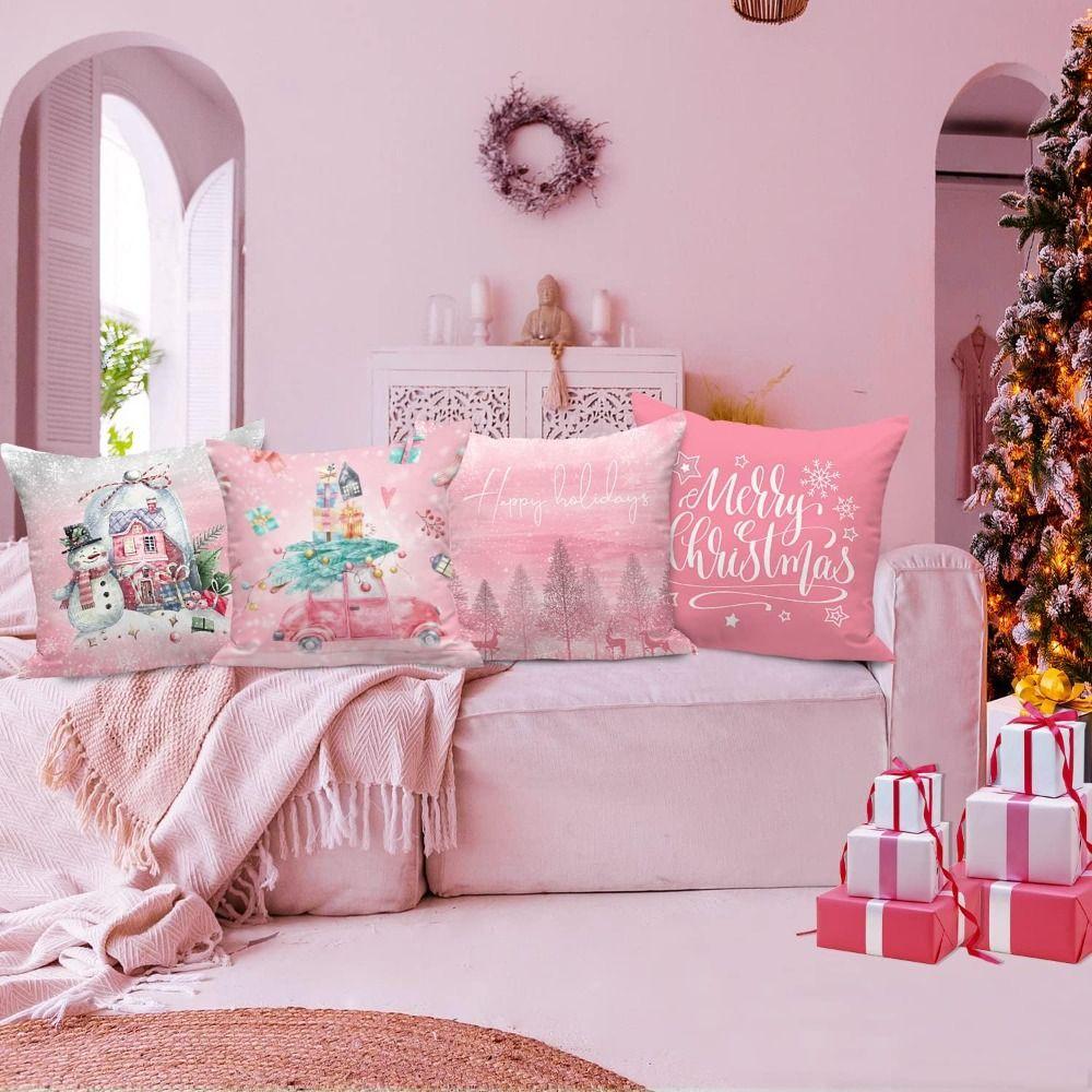

1/4pcs 18*18 Inch Decorative Throw Pillow Cover Pink Home Decor Pillow Case Bedroom 1pcs 1