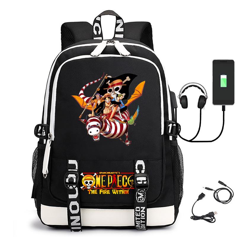 Hot-selling ONE PIECE Luffy backpack usb charging large capacity bag